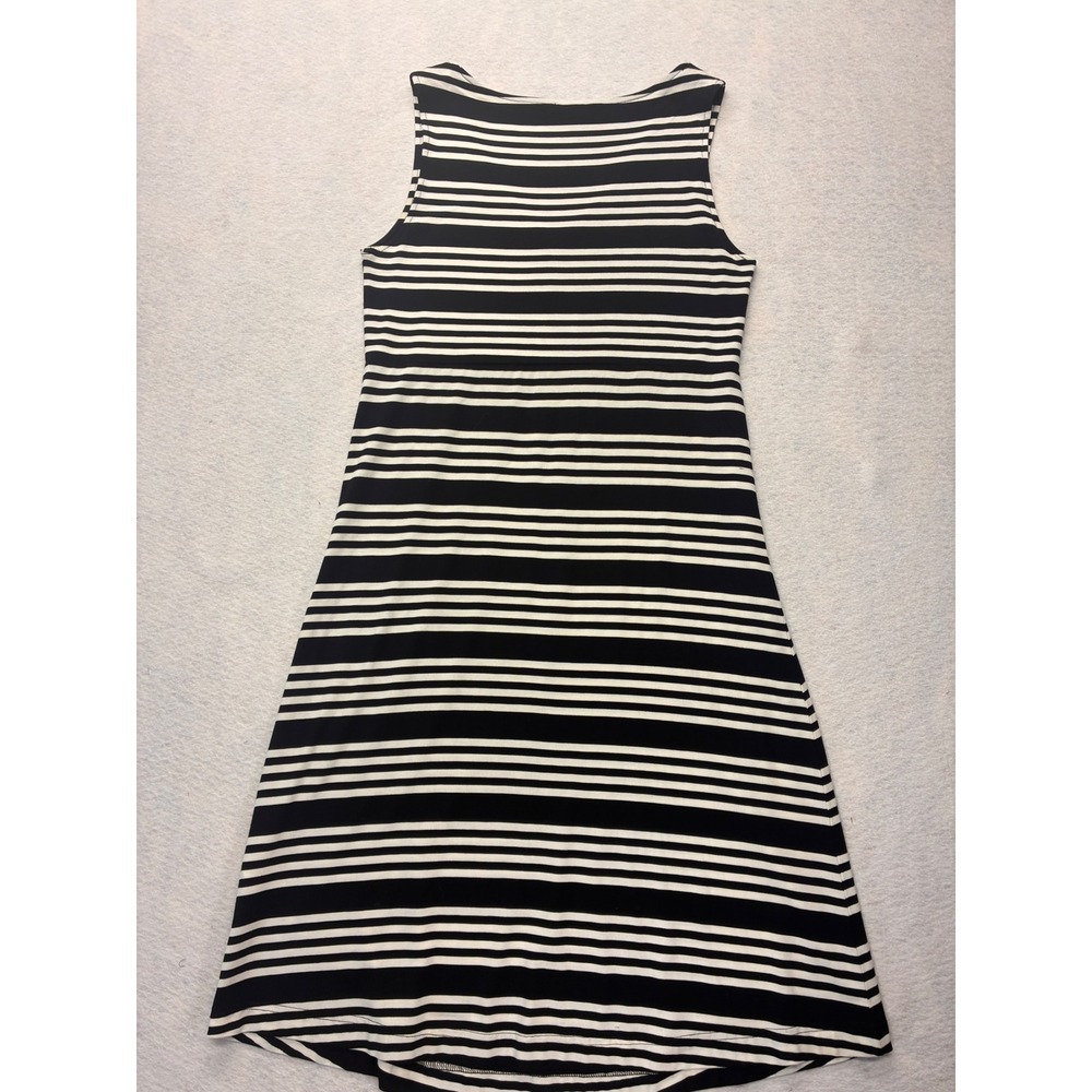 Tom Tailor Casual Sleeveless Midi Dress Nautical Chevron Striped 40 Black - Picture 10 of 11